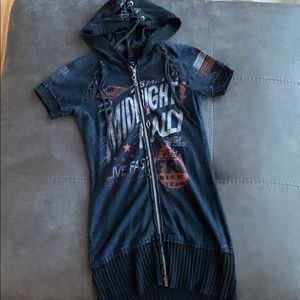 Affliction Short sleeve-long hoodie